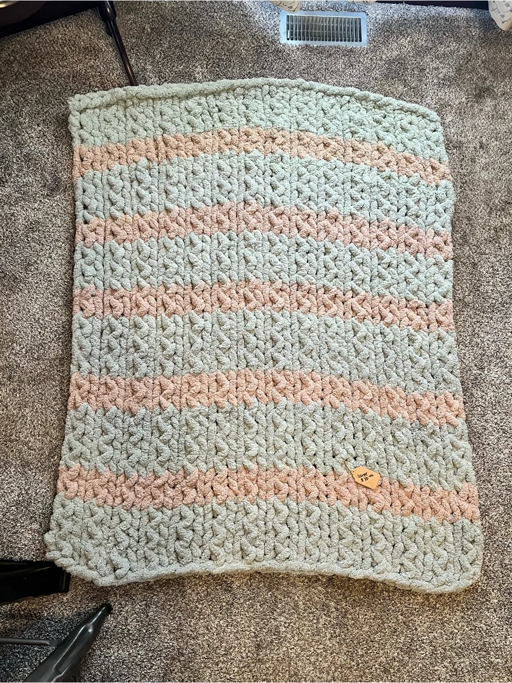Cozy Chunky Knit Throw Blanket - Sage & Dusty Rose by